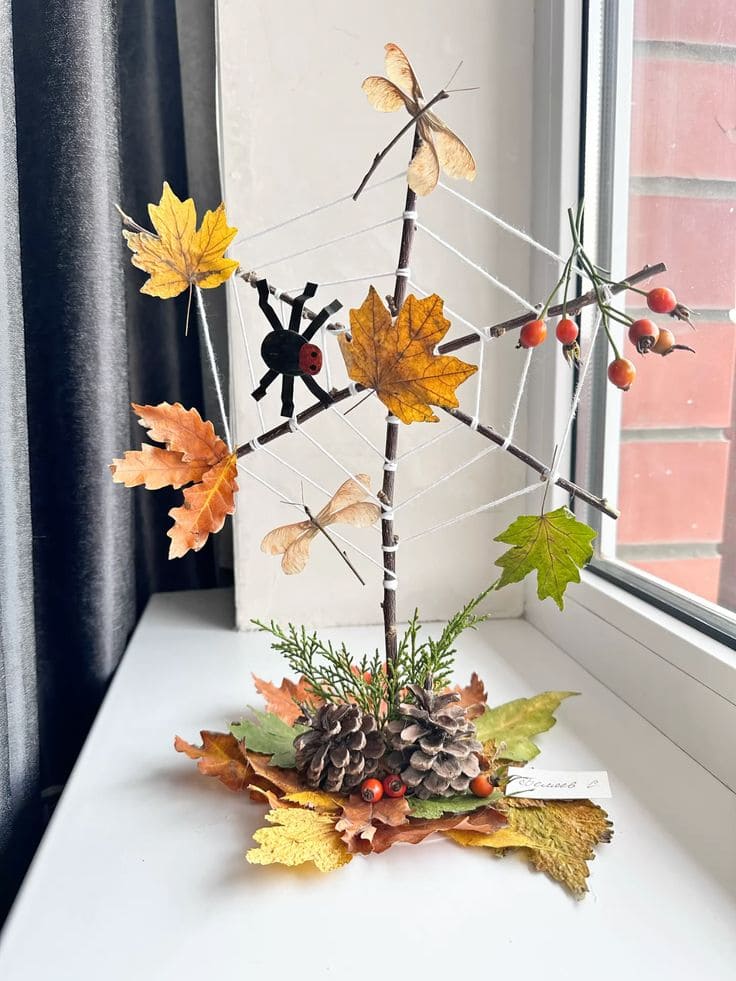 Autumn Nature Spider Web Display