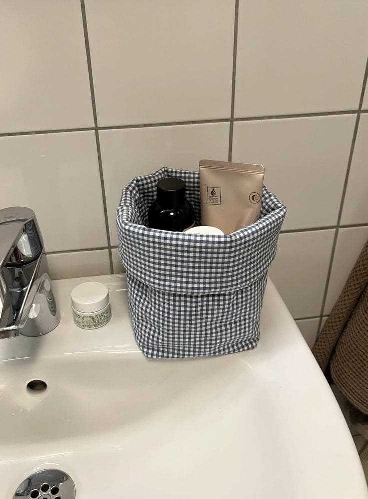 Bathroom Storage Basket from an Old Shirt