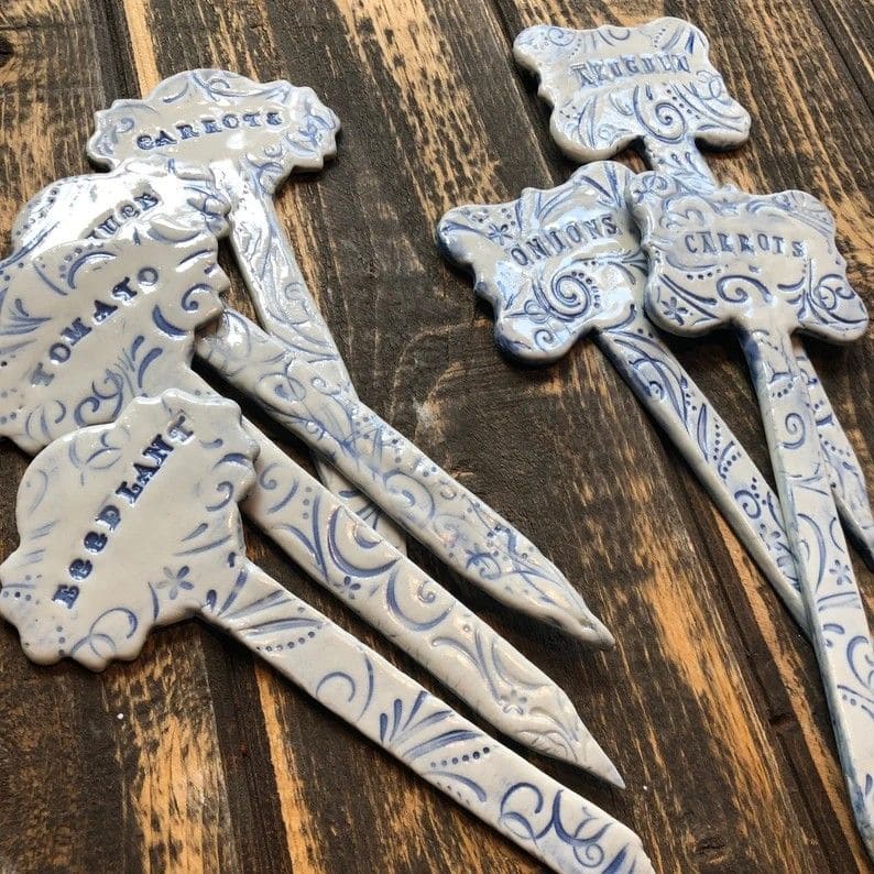 Blue and White Porcelain Garden Markers