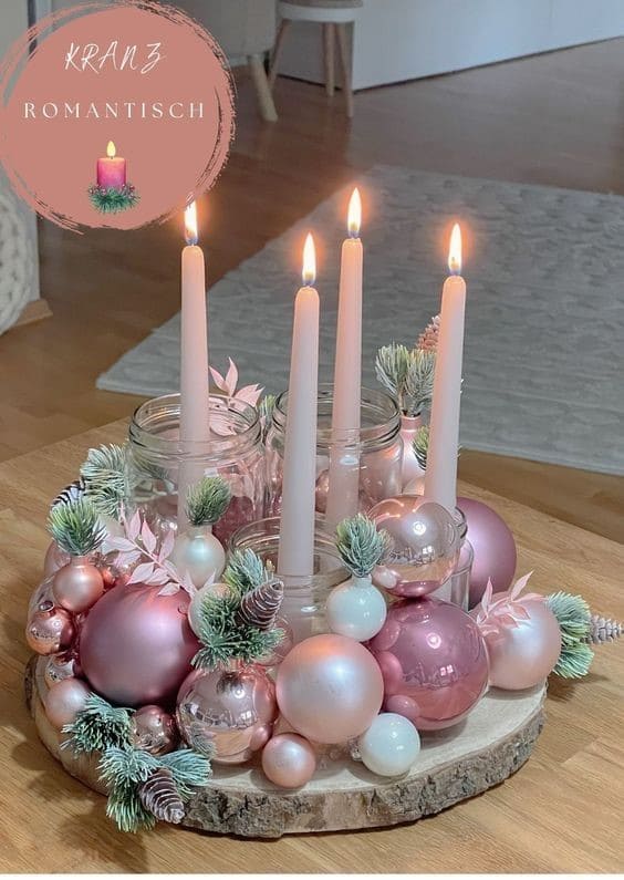 Blush Pink Candle Ring Centerpiece