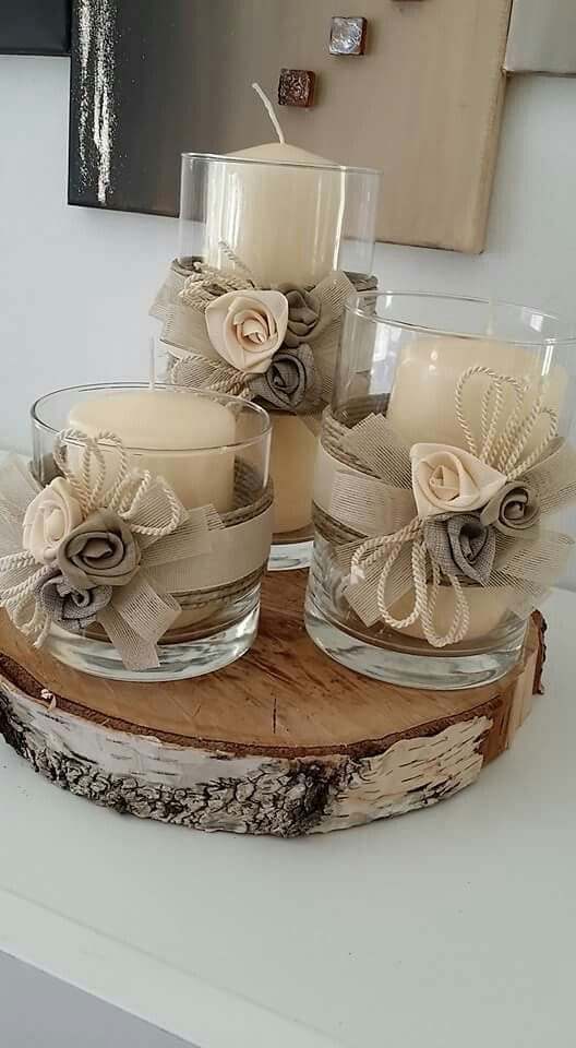 Burlap Rose Candle Holders