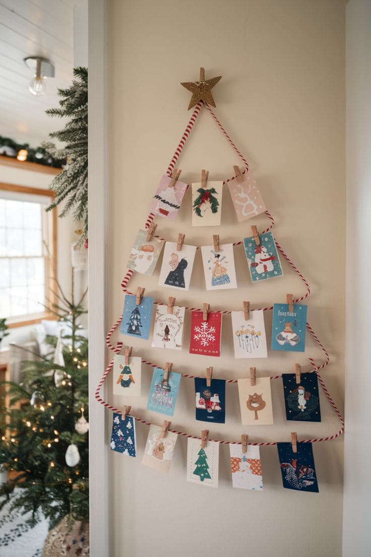Candy Cane Rope Christmas Tree Card Holder