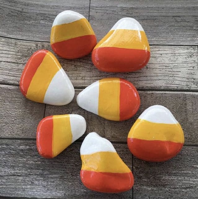 Candy Corn Painted Rocks