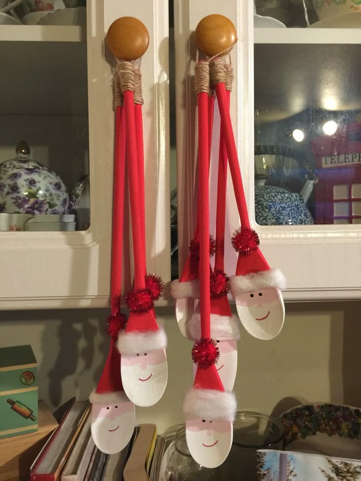 Cheerful Santa Spoon Ornaments