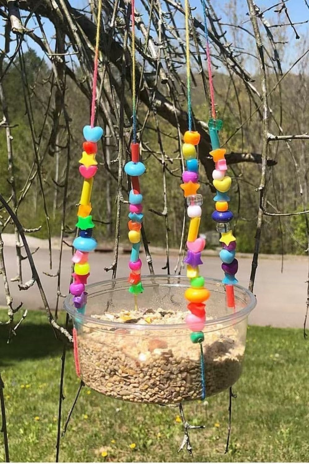 Colorful Beaded Hanging Cup Feeder