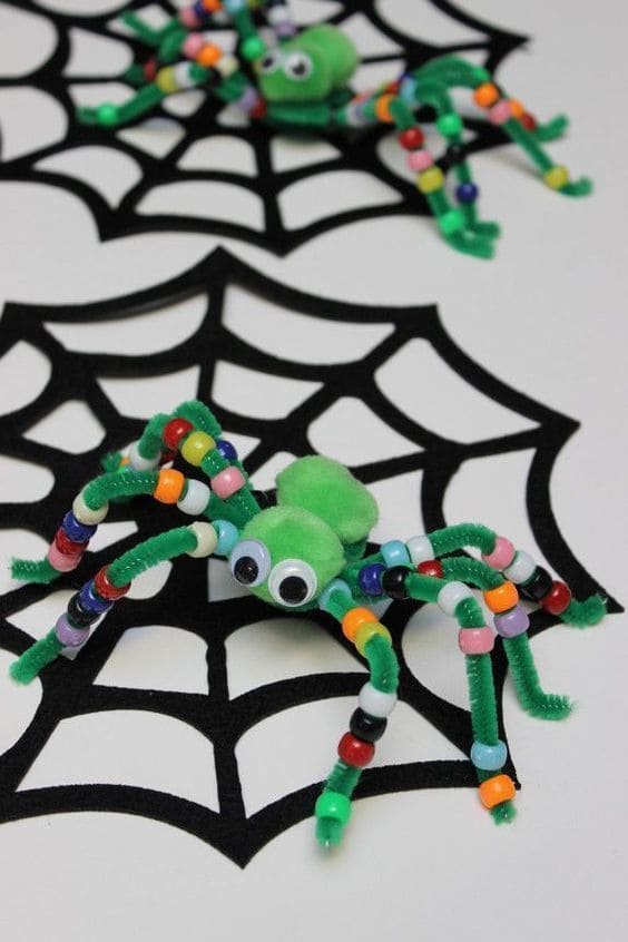 Colorful Beaded Spider on a Web 1