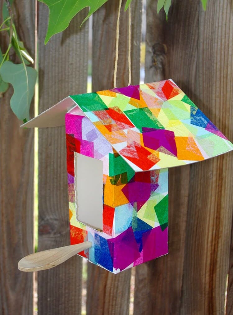Colorful Collage Bird Feeder