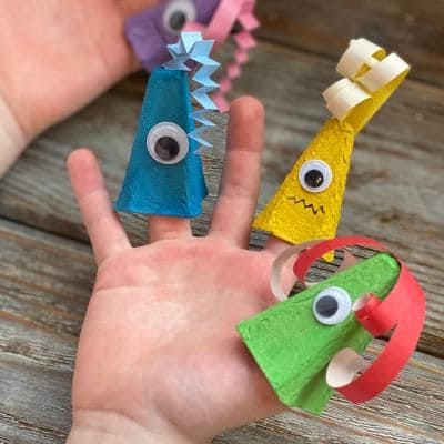 Colorful Egg Carton Monster Finger Puppets