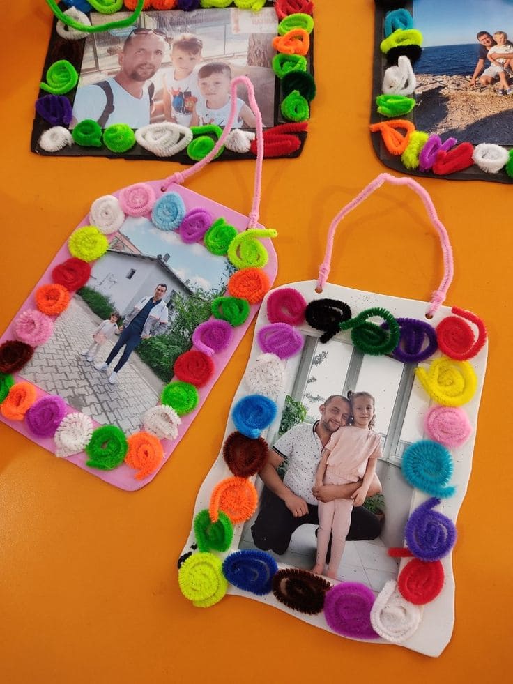 Colorful Pipe Cleaner Photo Frames