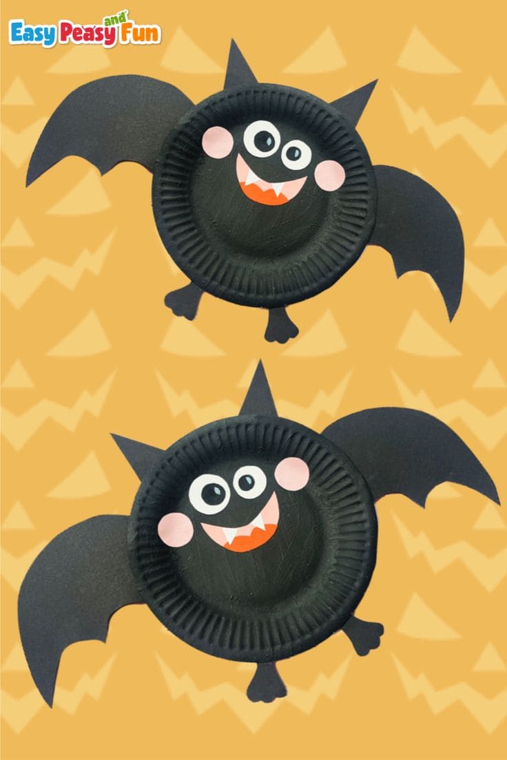 Cute Flying Paper Plate Bats