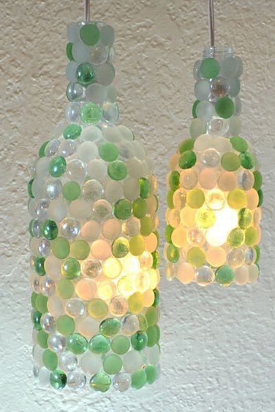 DIY Glass Gem Bottle Pendant Light