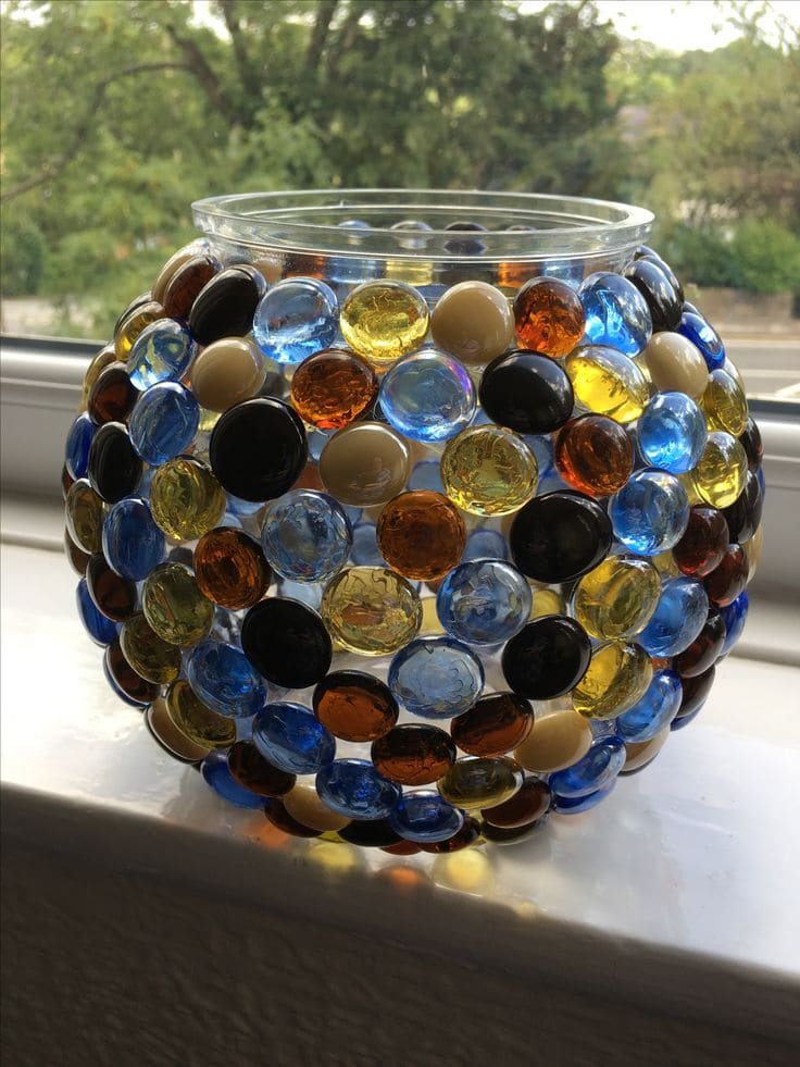 DIY Mosaic Gem Candle Holder