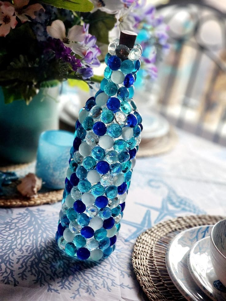 DIY Ocean-Inspired Glass Gem Bottle