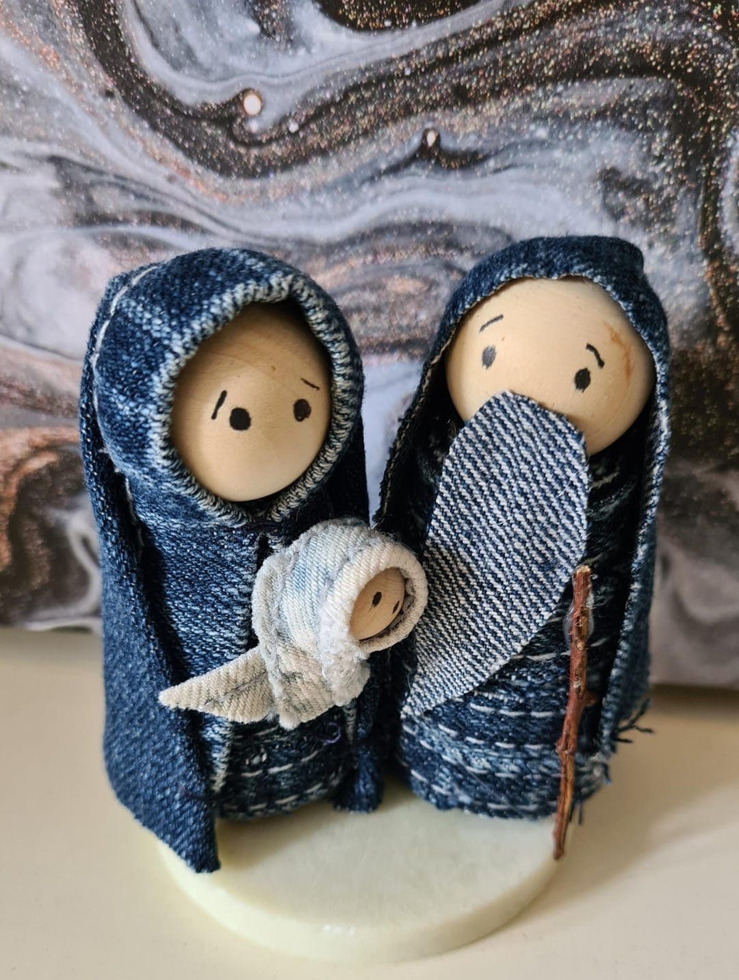 Denim Scrap Nativity Scene