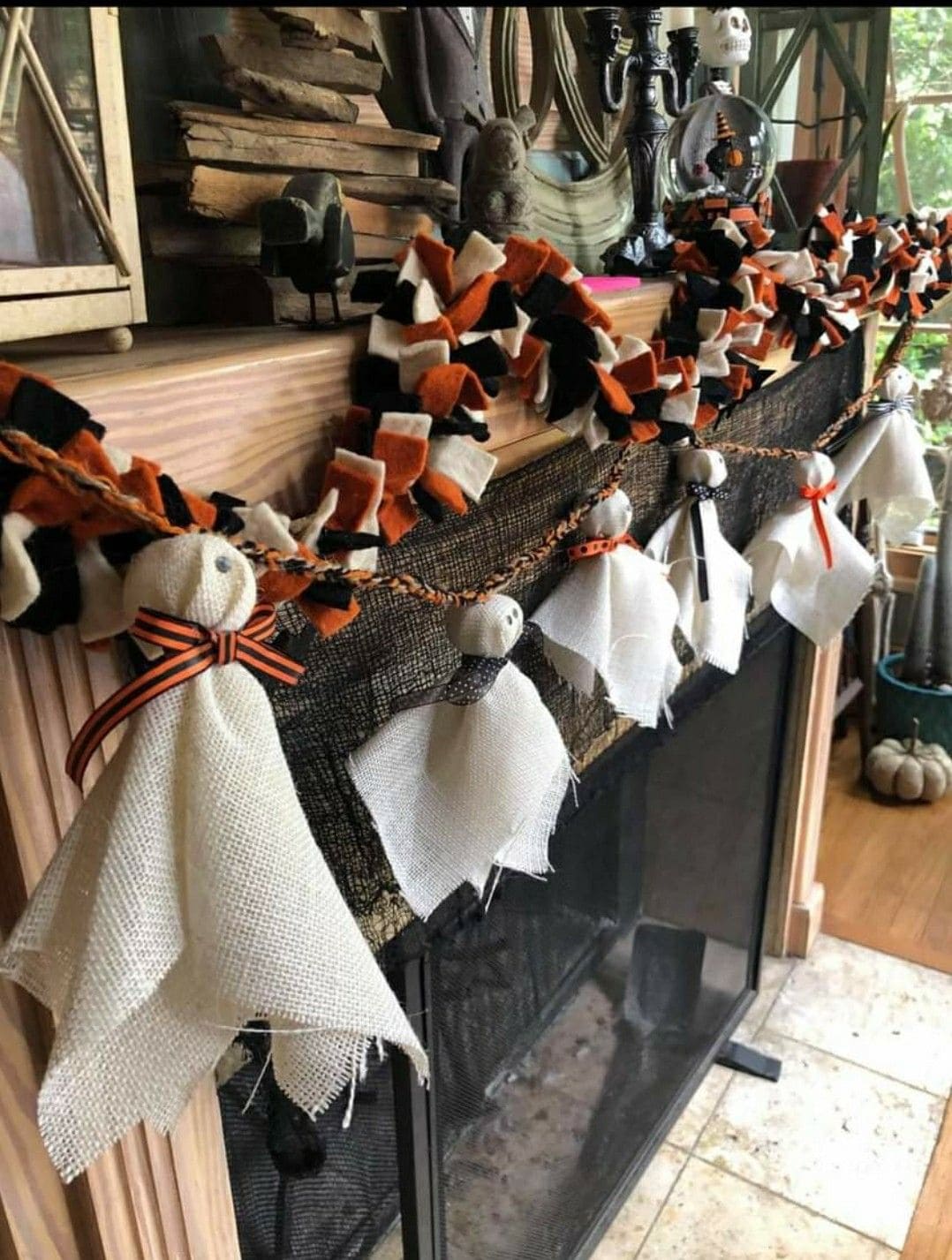 Double-Layered Burlap Ghost and Felt Knot Garland