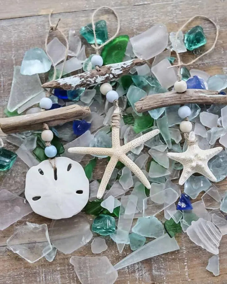 Driftwood and Sand Dollar Coastal Ornaments