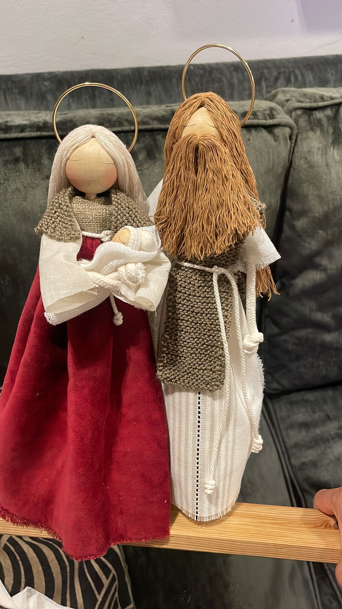 Elegant Yarn and Fabric Nativity Figurines