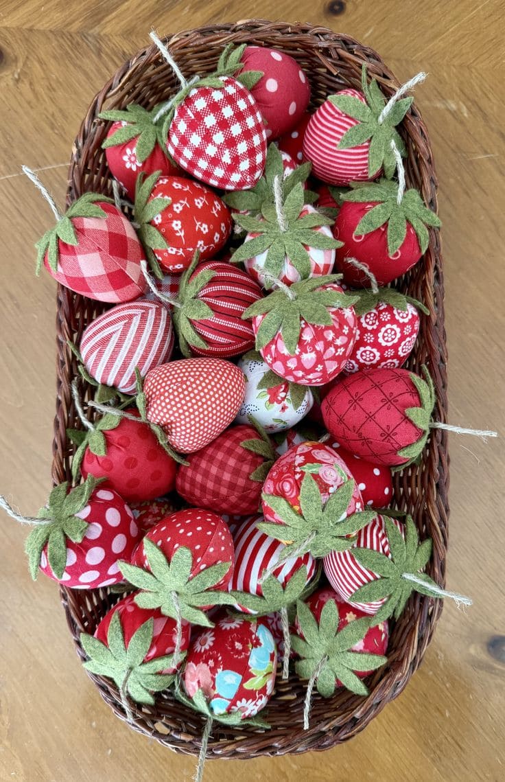 Fabric Strawberries Basket