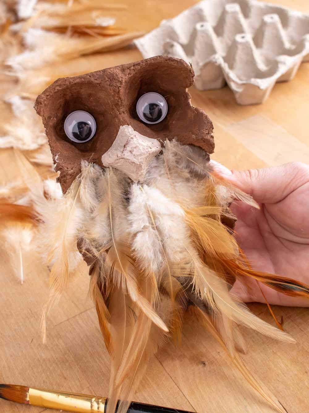 Feathered Egg Carton Owl