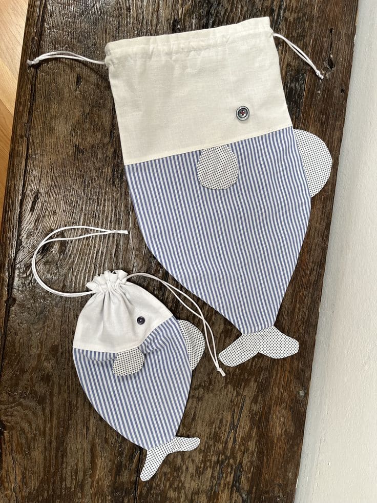 Fish-Shaped Drawstring Bags from Old Shirts
