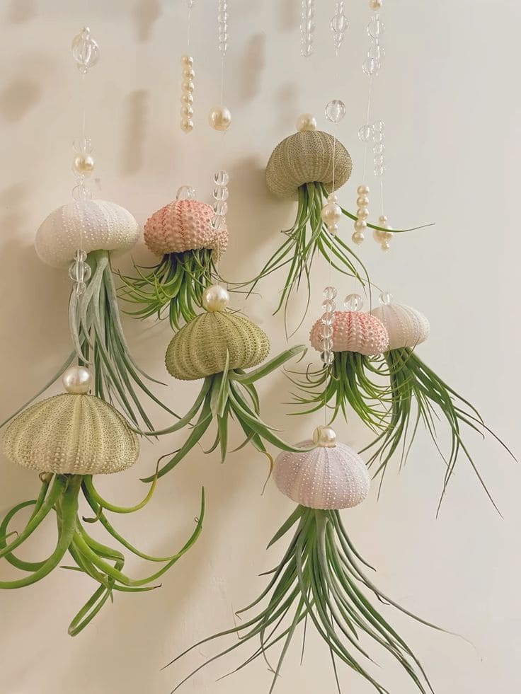 Floating Jellyfish Air Plant Mobile