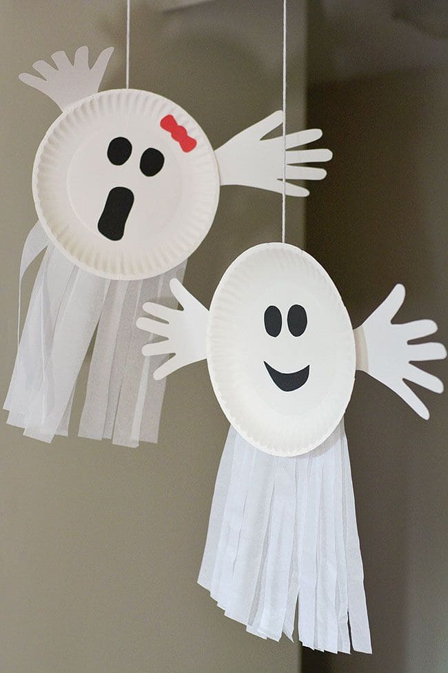 Floating Paper Plate Ghosts