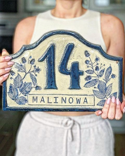 Floral Porcelain House Number Sign
