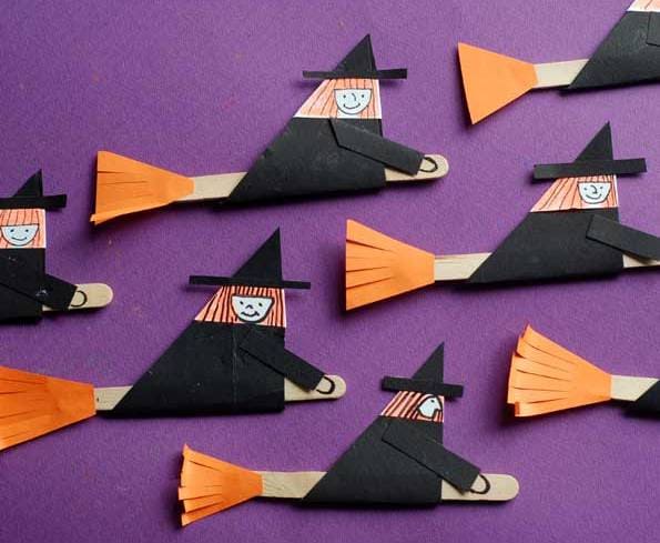 Flying Witches on Popsicle Stick Brooms