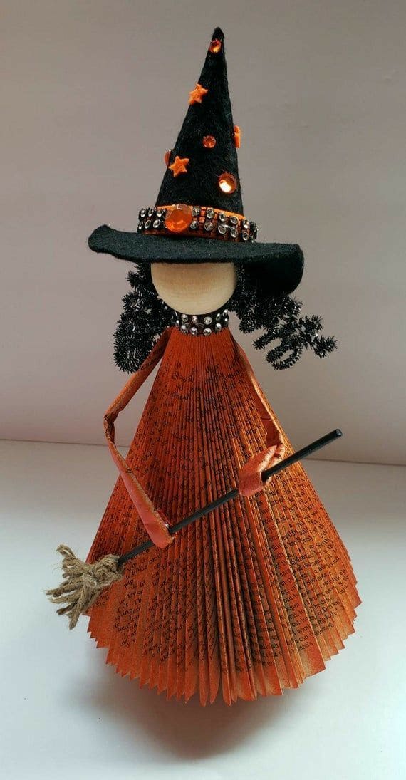 Folded Book Witch With Sparkling Hat