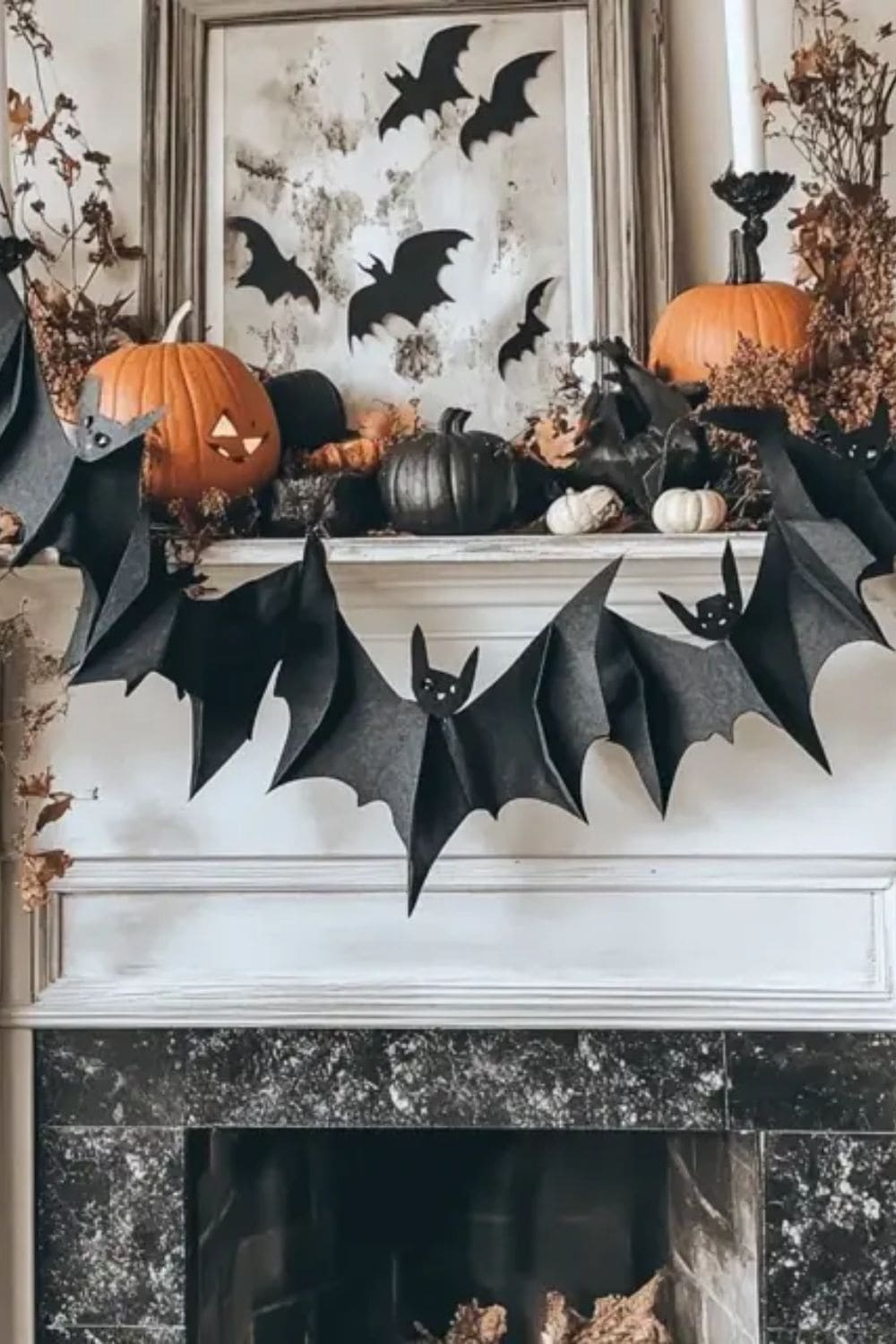 Folded Felt Bat Garland With Gothic Charm