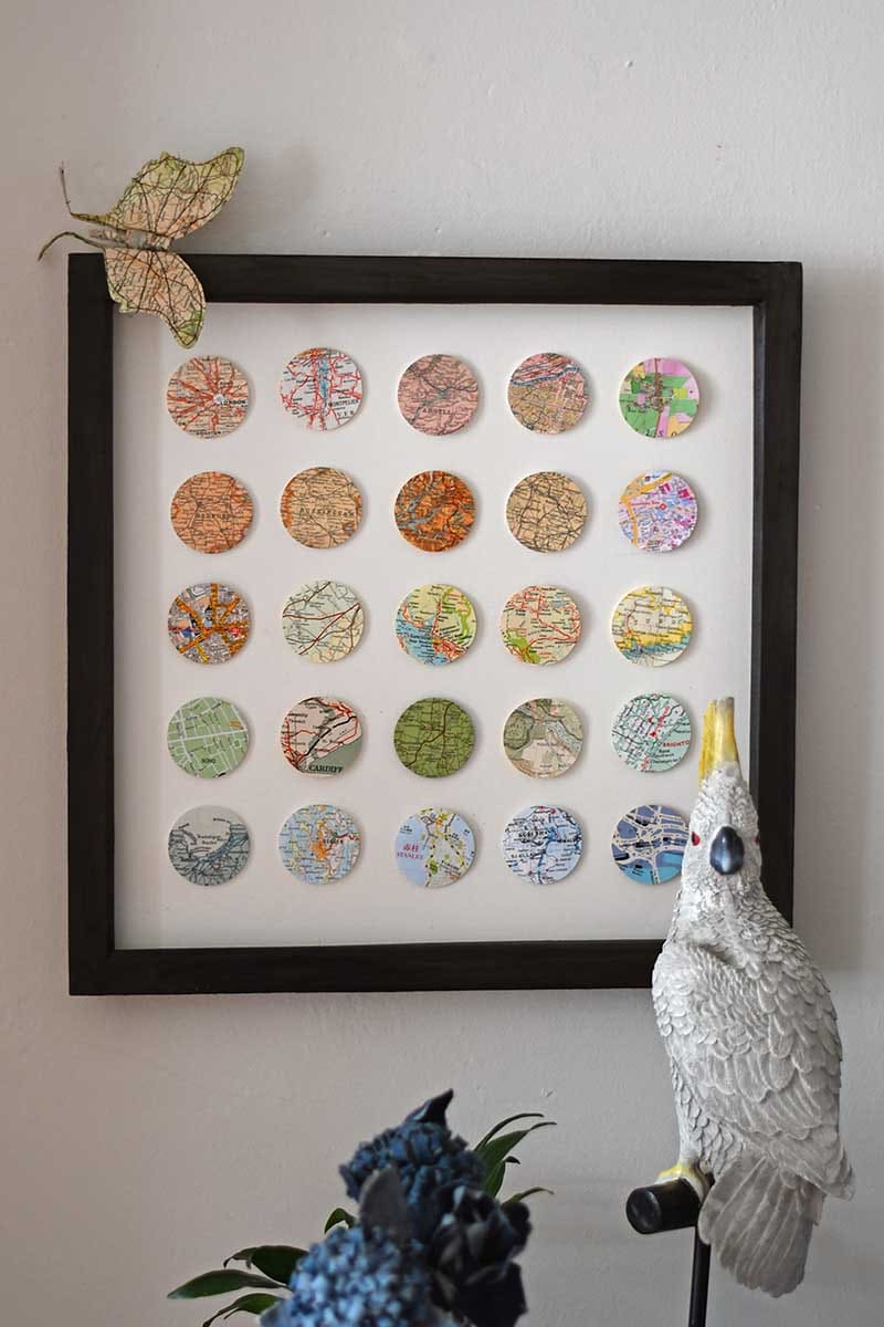 Framed Circle Map Collage