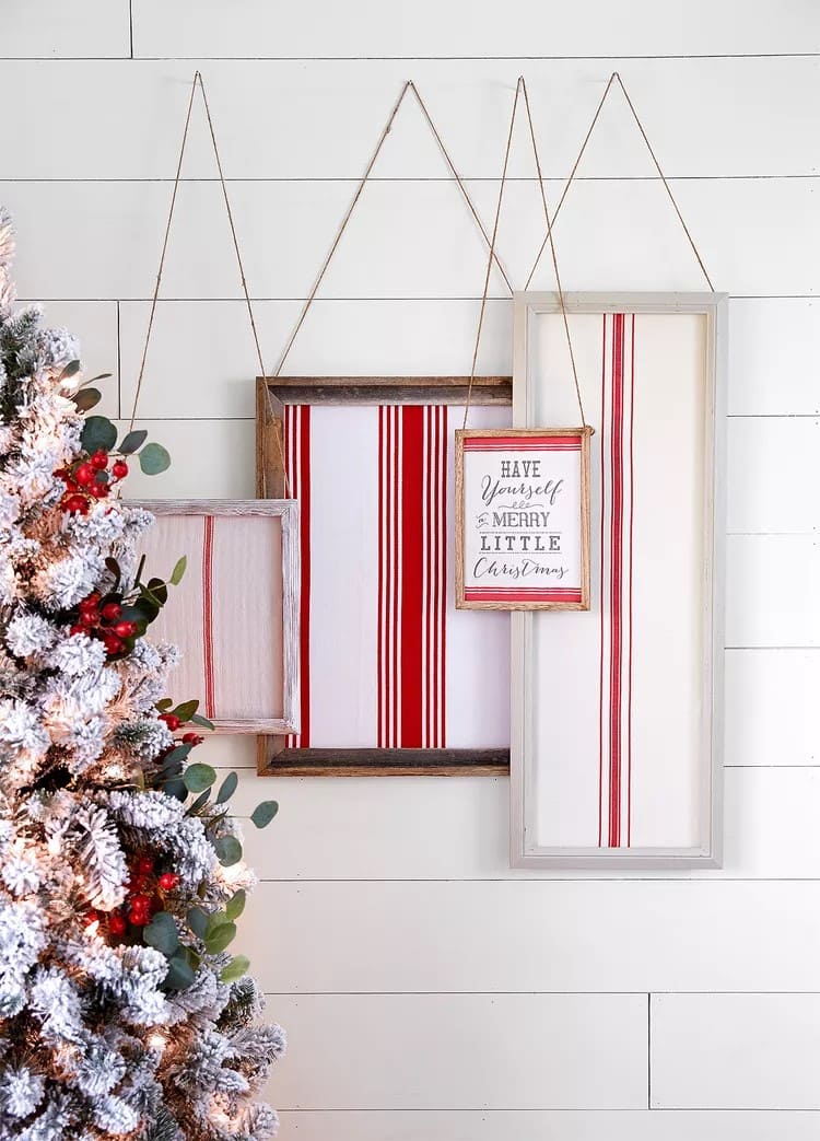 Framed Fabric Christmas Wall Art