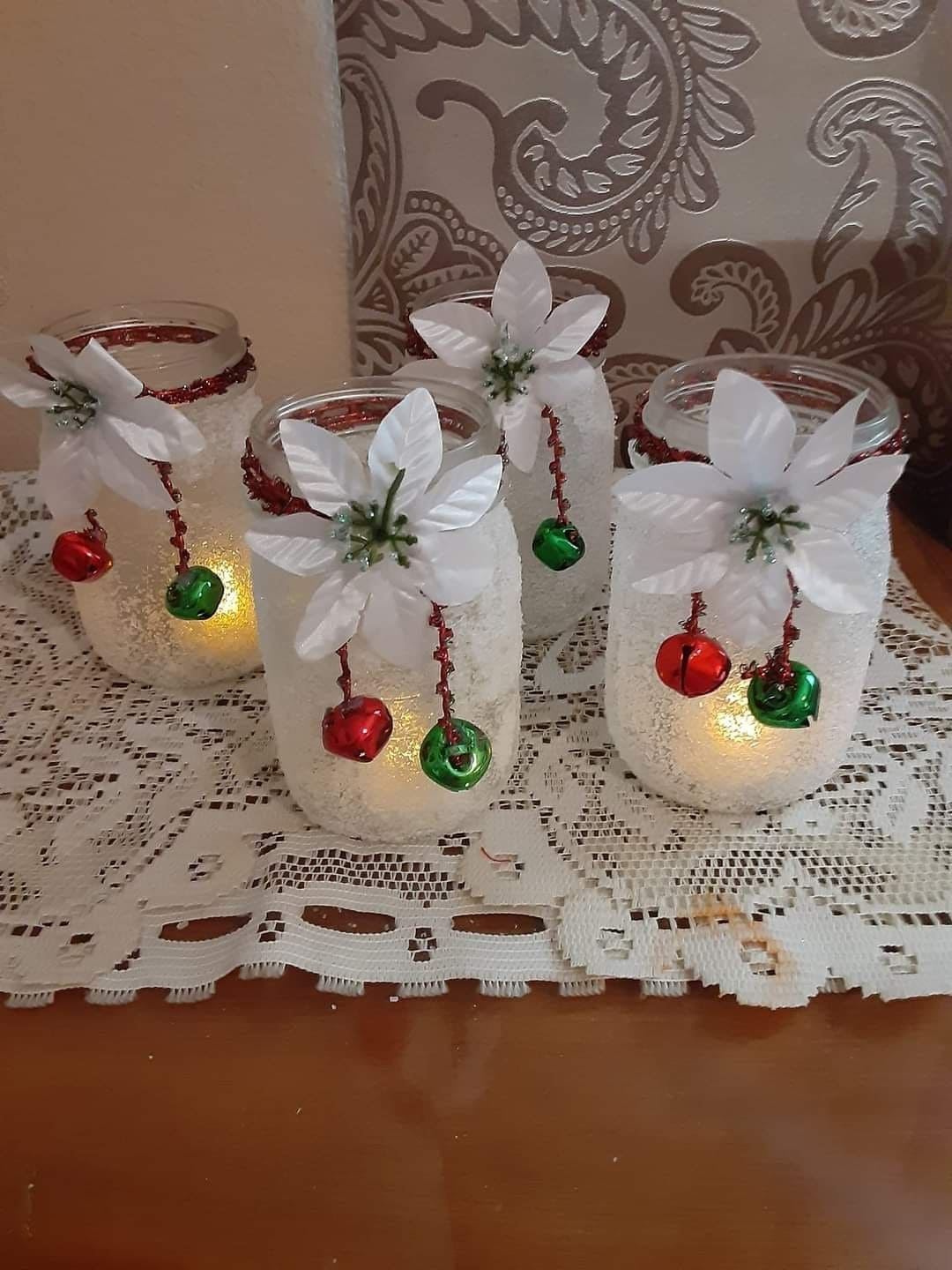 Frosty Bell Jar Candle Holders