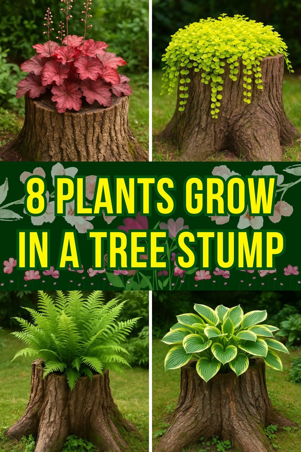 8 Beautiful Plants You Can Grow in a Tree Stump Planter