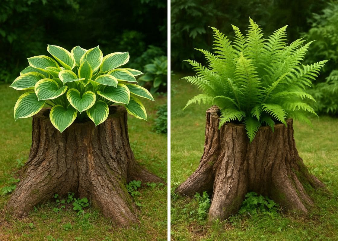 8 Beautiful Plants You Can Grow in a Tree Stump Planter