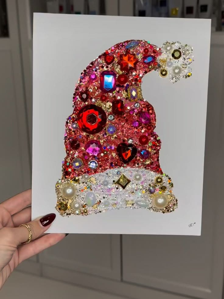 Glam Santa Hat Gem Card
