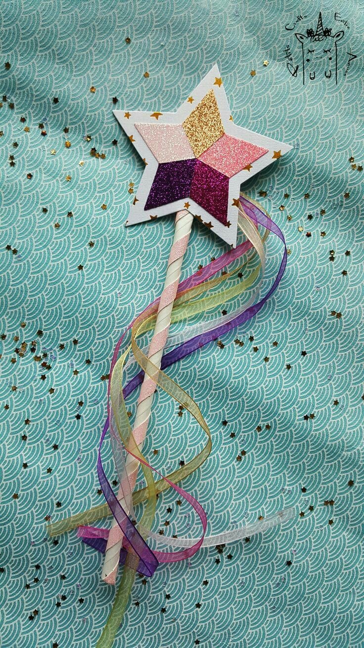 Glittery Star Wand with Twirling Ribbons