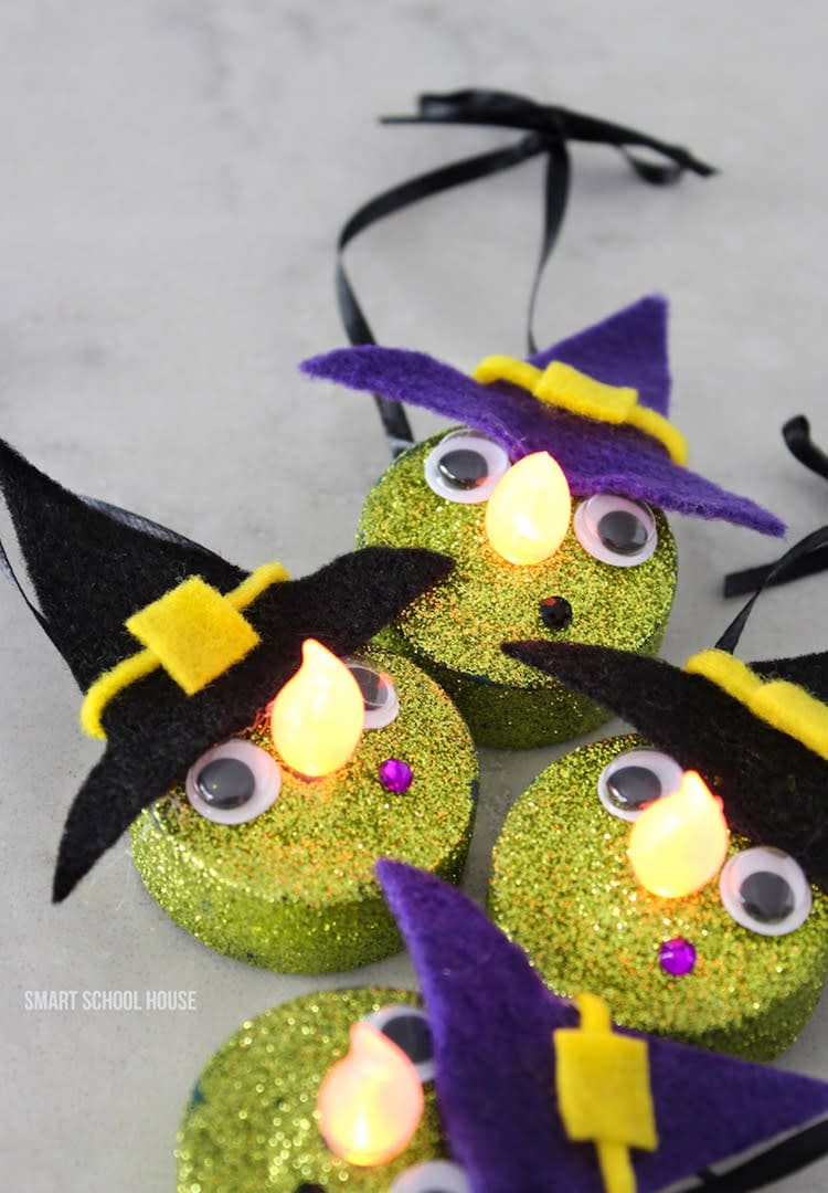 Glittery Tea Light Witches That Glow With Mischief