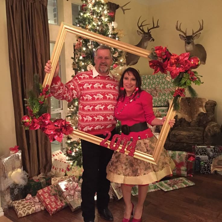 Gold Frame Christmas Photo Booth Idea