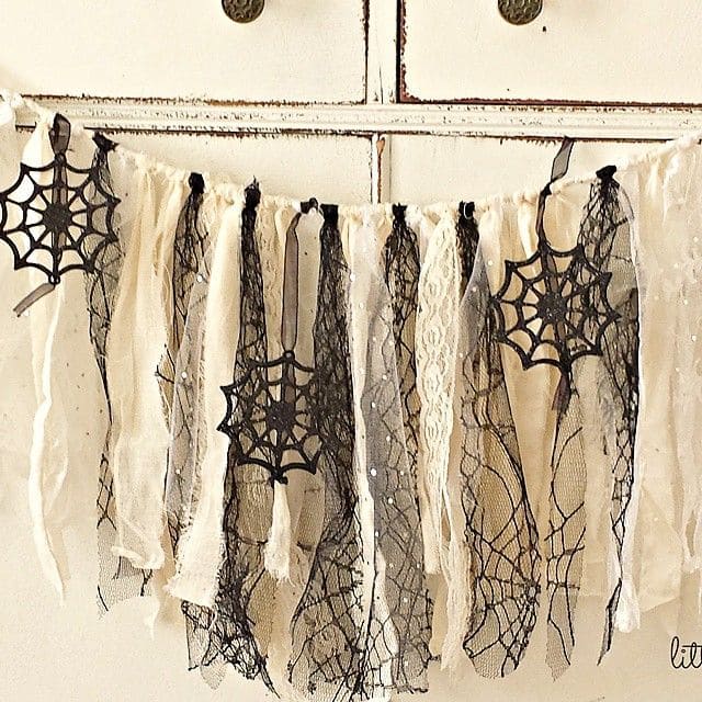 Gothic Lace and Gauze Spiderweb Garland
