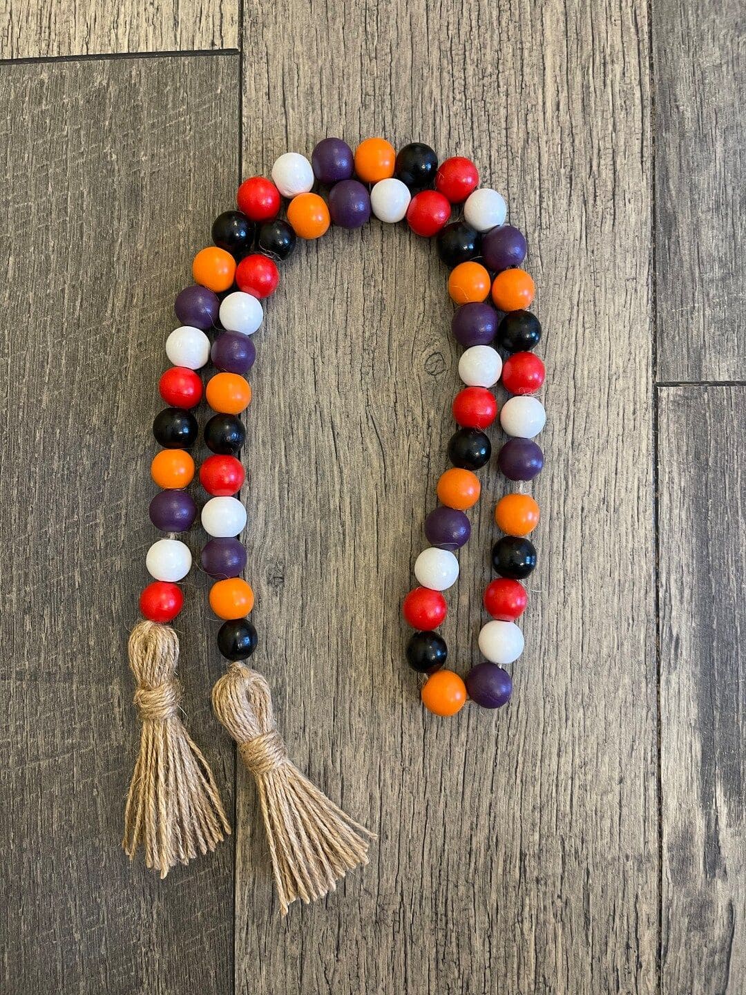 Halloween Beaded Garland with Twine Tassels 1