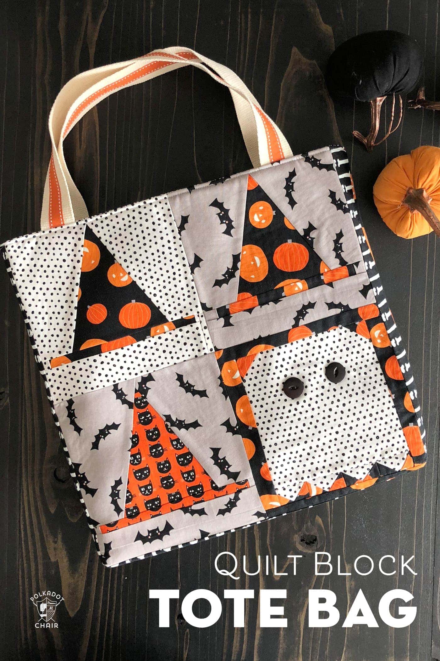 Halloween Quilt Block Tote Bag