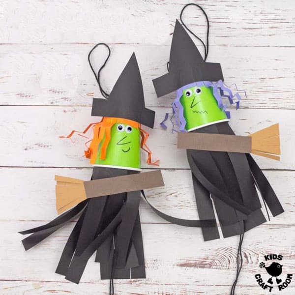 Hanging Paper Cup Witches That Fly