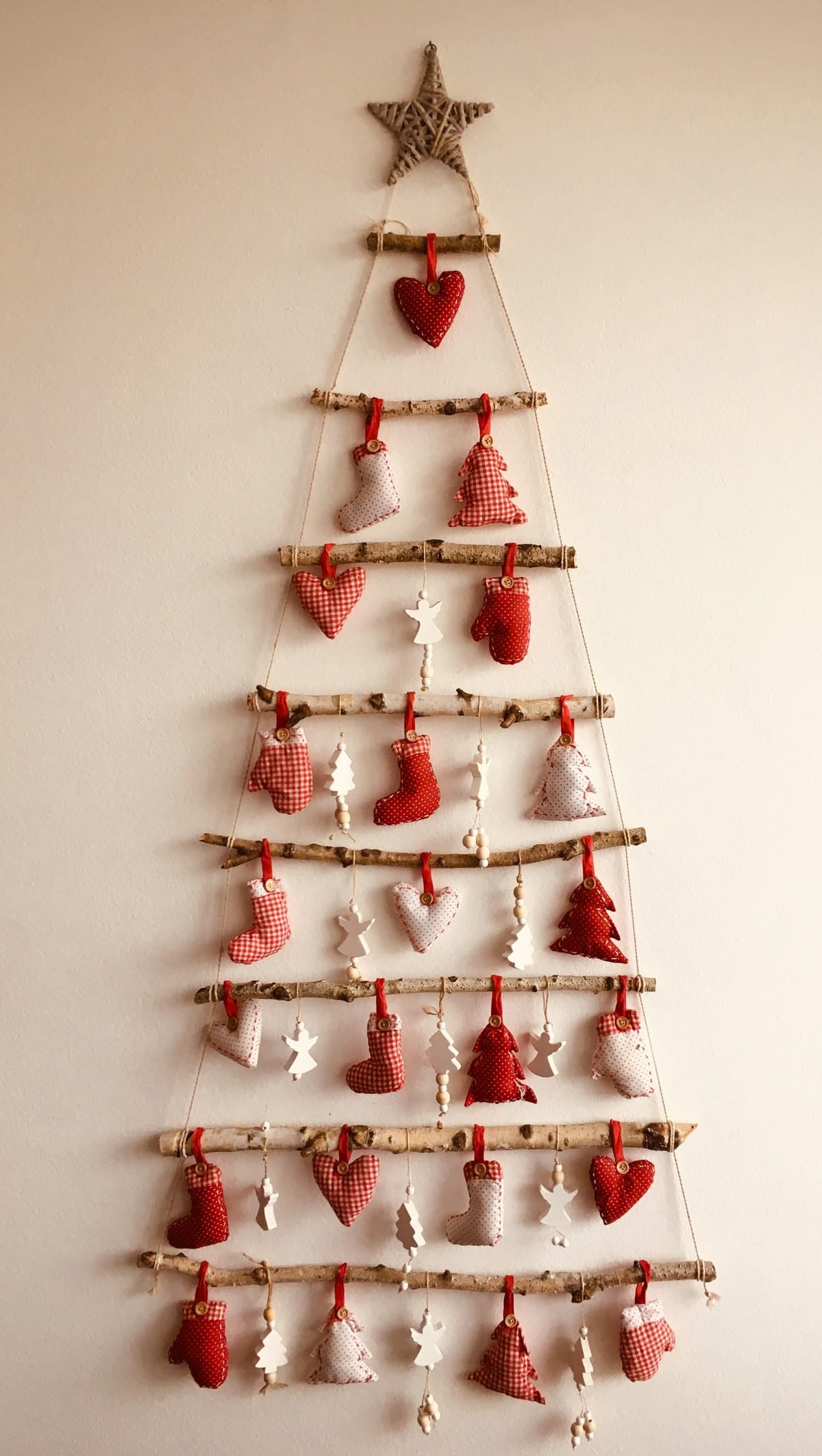 Hanging Twig Tree with Fabric Ornaments