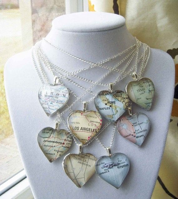Heart-Shaped Map Pendants