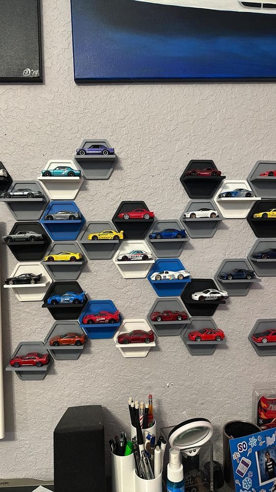 Hexagon Wall Display for Hot Wheels