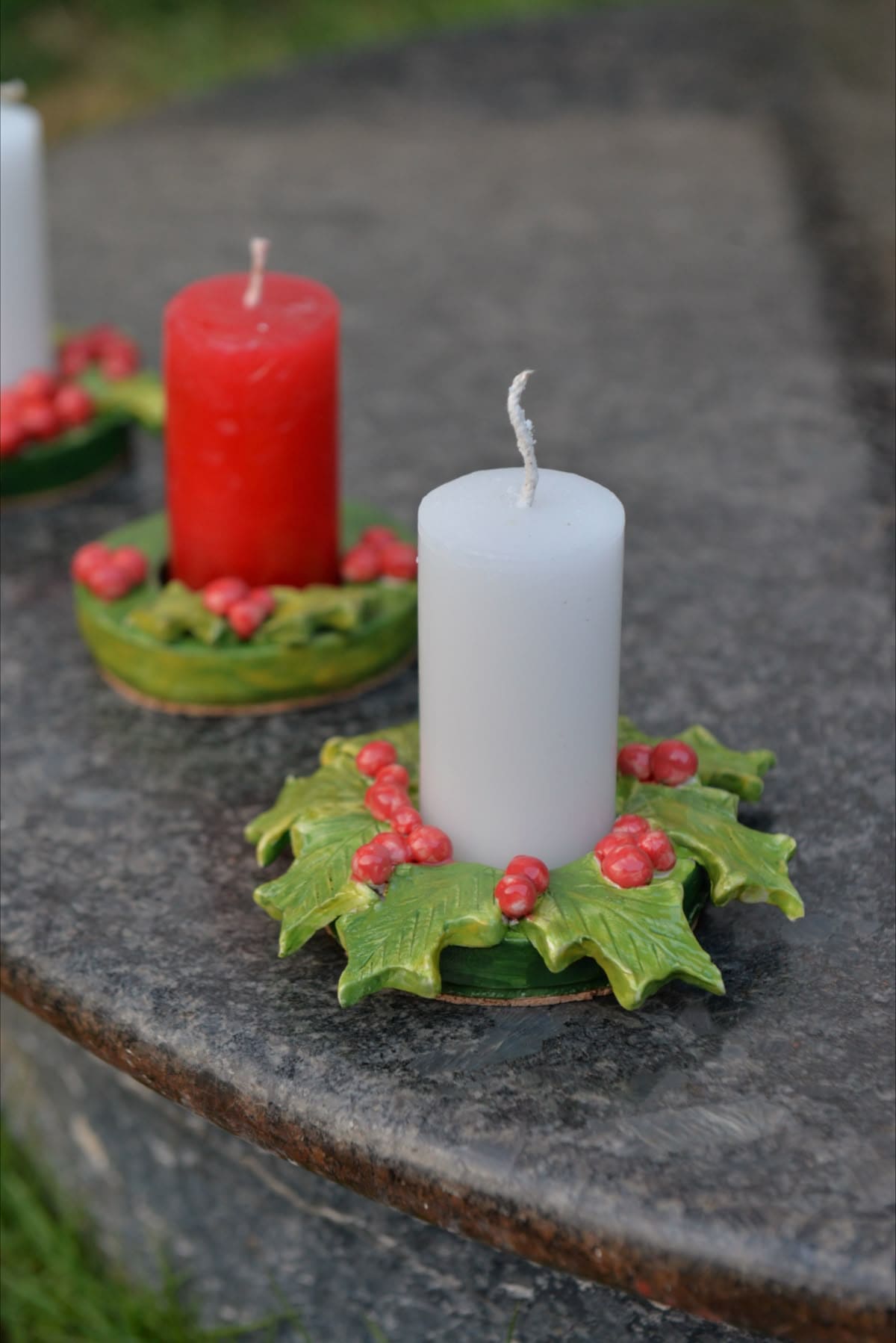 Holly Wreath Candle Holders