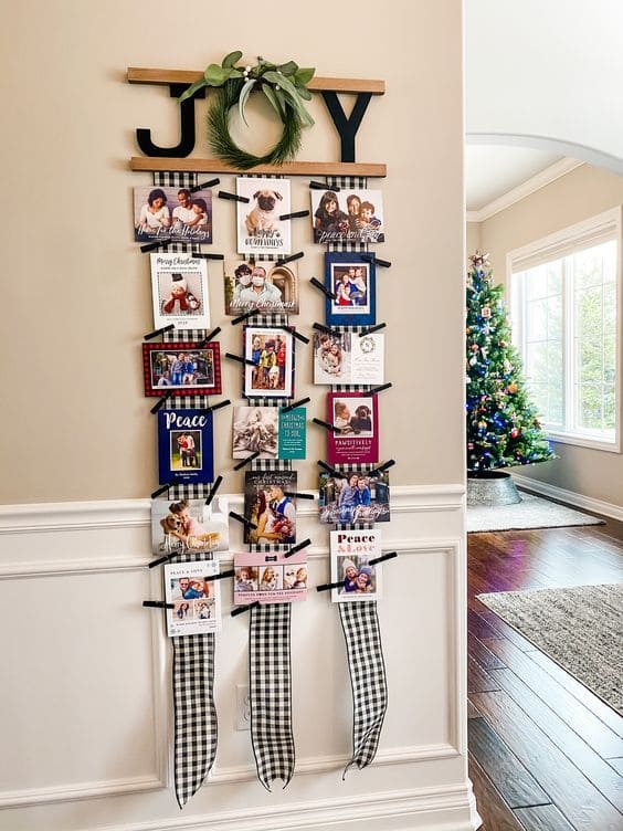 JOY Christmas Card Display Wall