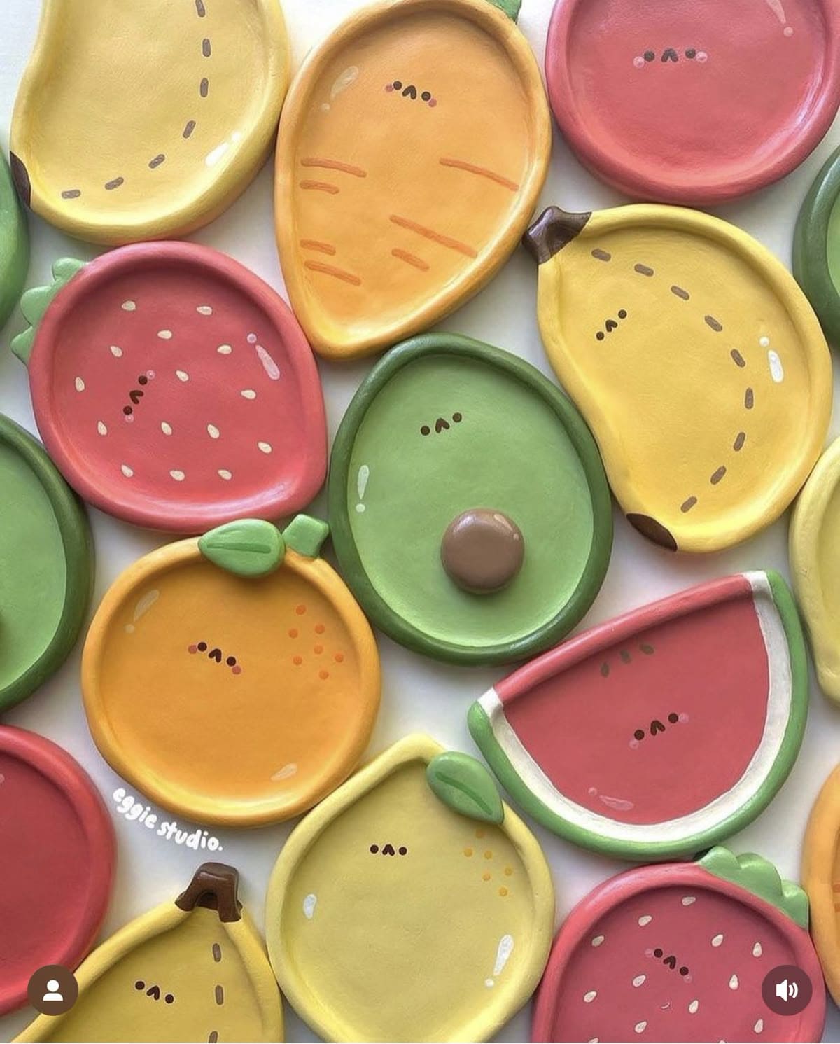 Kawaii Fruit and Veggie Ceramic Plates