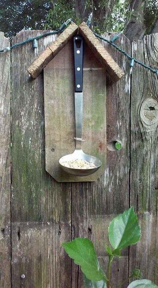 Ladle-on-a-Wall Bird Feeder